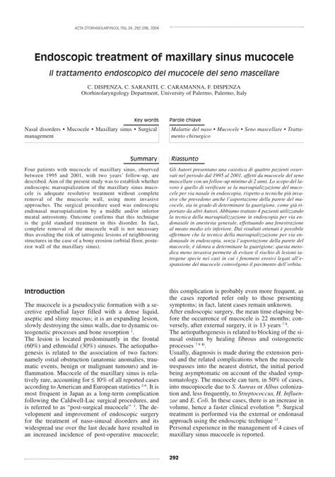 (PDF) Endoscopic treatment of maxillary sinus mucocele