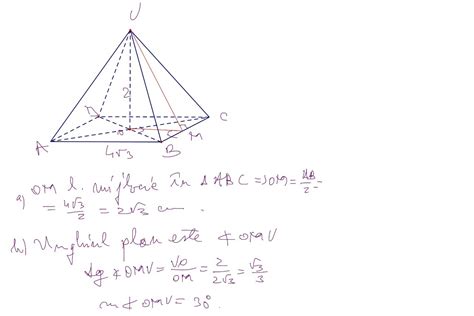 Se considera o piramida triunghiulara regulata VABC cu inaltimea VO=2 cm si - Brainly.ro