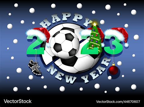 Happy new year 2023 and soccer ball Royalty Free Vector