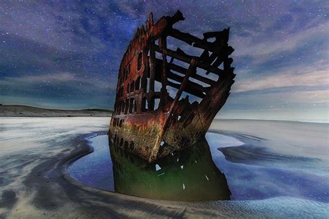 Peter Iredale Shipwreck Under Starry Night Sky Photograph by David Gn ...