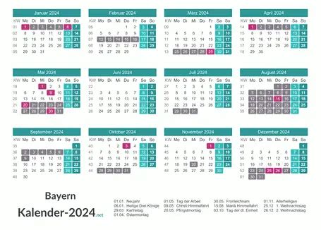 FERIEN Bayern 2024 - Ferienkalender & Übersicht