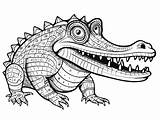 Friendly Alligator Coloring  Page sketch template