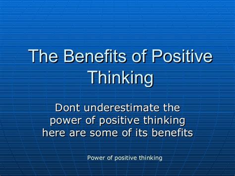 The Benefits Of Positive Thinking