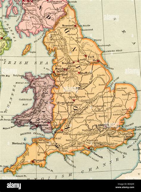 Mapa antiguo original de Inglaterra y Gales desde 1875 libros de ...