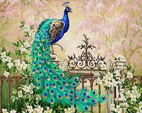 Peacock Mural Painting - 1000x800 - Download HD Wallpaper - WallpaperTip