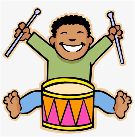 Kids Playing Music Clipart - Playing The Drum Cartoon - Free Transparent PNG Download - PNGkey