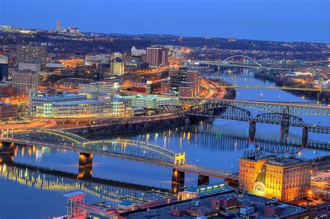 Pittsburgh, the City of Bridges, at dusk. | Pittsburgh city, Travel around the world, Vacation ...