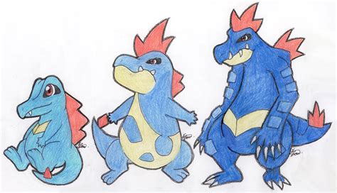 Totodile Evolution Family by Kitty-xx on DeviantArt