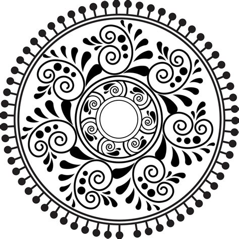 Indian Traditional and Cultural Rangoli, Alpona, Kolam, or Paisley vector line art. Bengal art ...