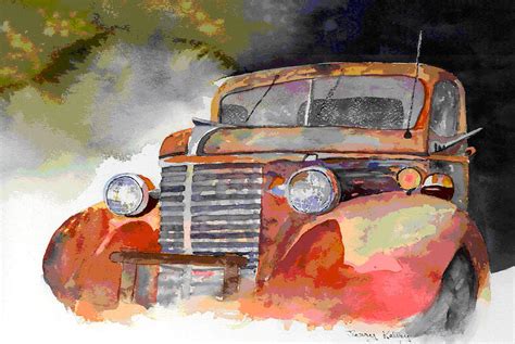 Old Truck Painting by Jerry Kelley