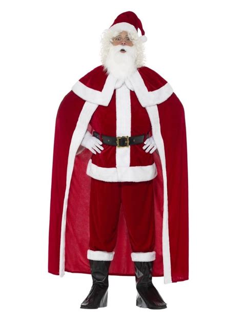 50" Red & White Deluxe Santa Claus Men Adult Christmas Costume - Large ...