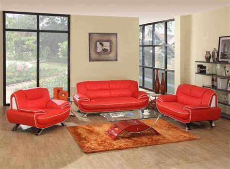 504 Modern Italian Leather Sofa Set Red - Leather Sofa sets - Living ...