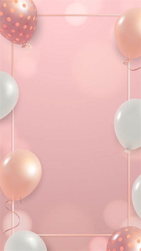 White and pink balloons frame design mobile phone wallpaper vector ...