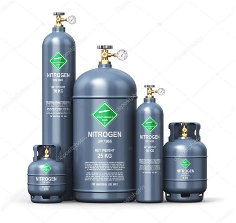 Set of different liquefied nitrogen industrial gas containers — Stock Photo © scanrail #123870464