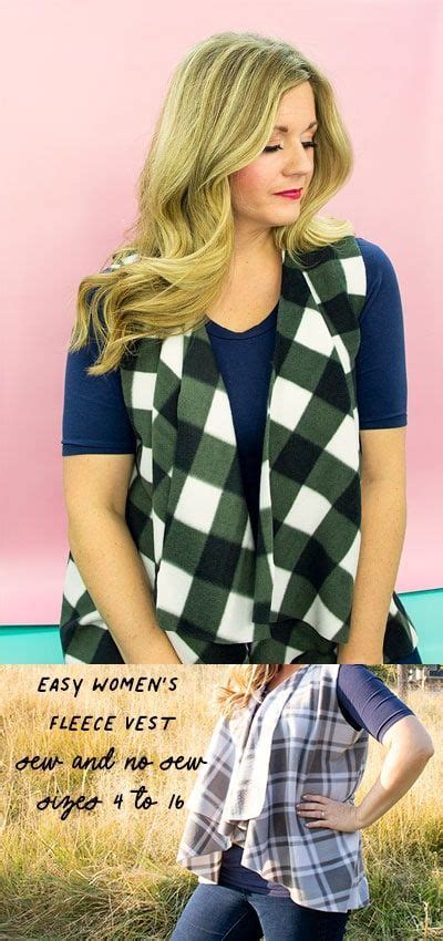 Women's Fleece Vest Pattern (Free - sew and no sew options!) | Vest ...