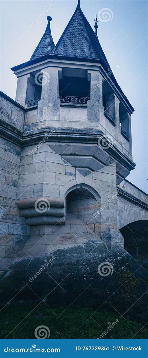 Vertical of the Tower on the Saale Bridge in Bad Koesen on a Gloomy Day Stock Image - Image of ...