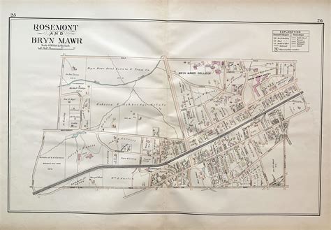 Bryn Mawr Map Rosemont Map Original 1893 Montgomery County - Etsy