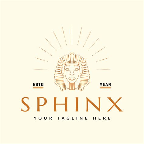 Ancient egyptian sphinx head line art logo design concept. Brand logo ...