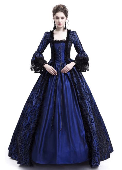 Blue Ball Gown Victorian Costume Dress D3006 - D-RoseBlooming