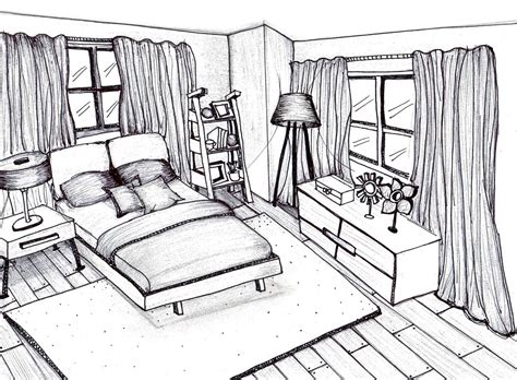 la chambre une chambre chambre bedroom | Bedroom drawing, Interior wall design, Sketch bedroom