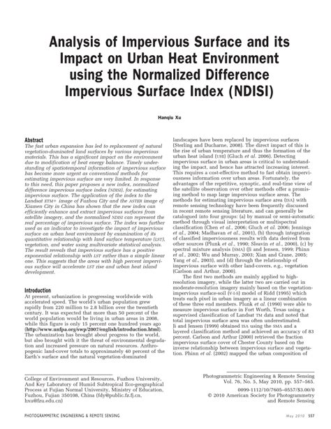 (PDF) Analysis of Impervious Surface and its Impact on Urban Heat ...