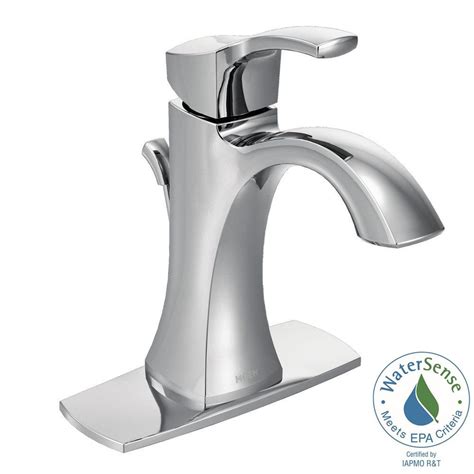 MOEN Voss Single Hole Single Handle High-Arc Bathroom Faucet in Chrome ...