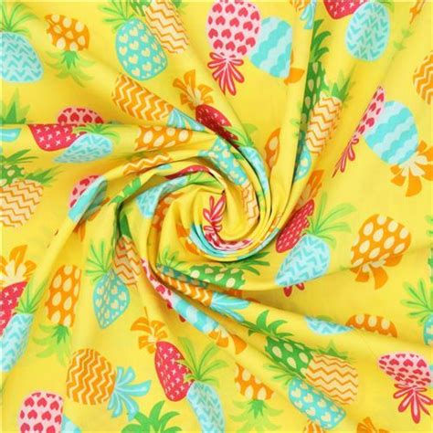 yellow fruit fabric with pineapples by Trans-Pacific Textiles - modeS4u