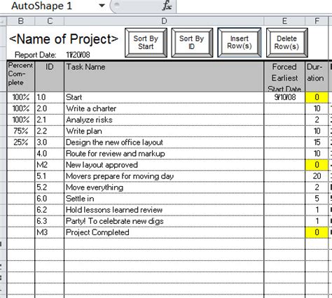 Gantt Chart Macros Spreadsheet