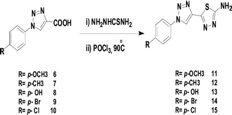 Scheme 2. Synthesis of 1,3,4-thiadiazole derivatives (11-15) | Download ...