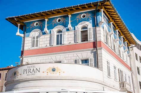 The elegant facade of Hotel Piran - Piran, Slovenia - www.rossiwrites.com - Rossi Writes