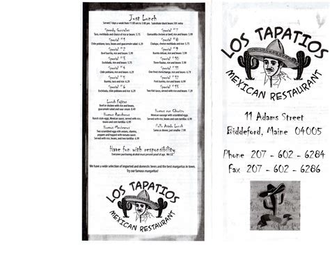 Los Tapatios menu, Menu restauracji Los Tapatios, Biddeford, Portland - Urbanspoon/Zomato