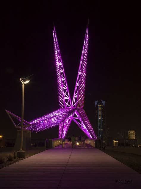 Skybridge at Night | Downtown oklahoma city, Downtown, Night