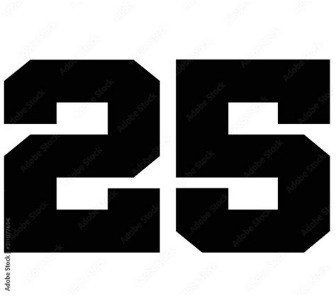 25,Classic Vintage Sport Jersey Number, Uniform numbers in black as fat ...