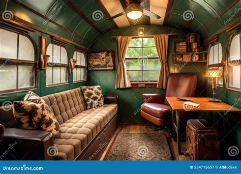 Interior Shot of Restored Vintage Airplane Cabin Stock Image - Image of ...