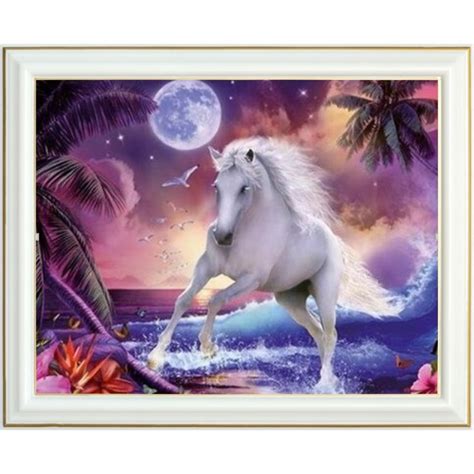 Broderie diamant - L'ile du cheval blanc - Animaux/Cheval - Lartera