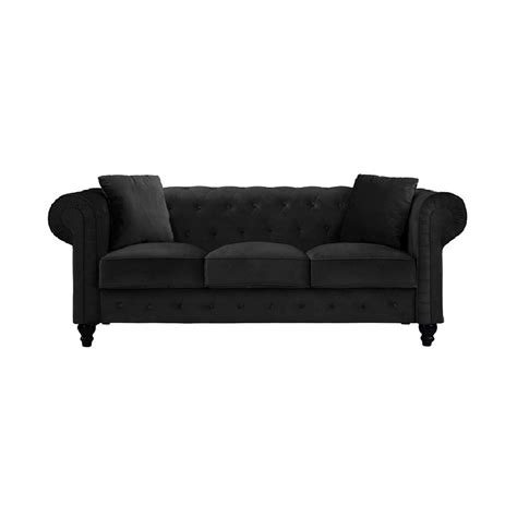 Chesterfield Black Velvet Tufted Sofa - Palace Party Rental