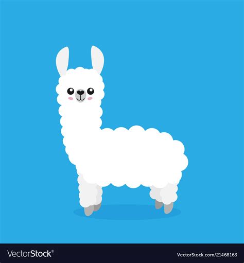 Cute cartoon alpaca drawing on bright background Vector Image