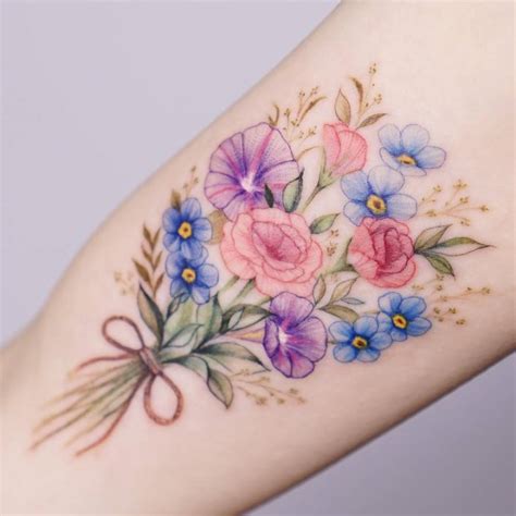 Flower bouquet tattoo.