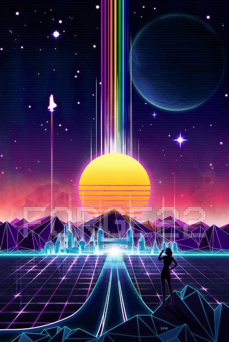Synthwave Outrun Visual Art and Design