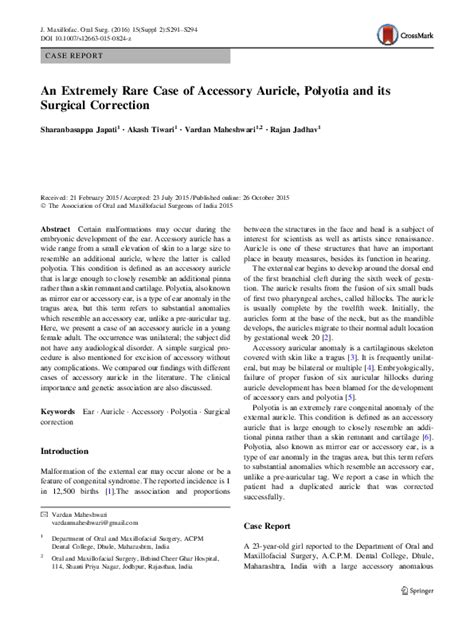 (PDF) An Extremely Rare Case of Accessory Auricle, Polyotia and its ...