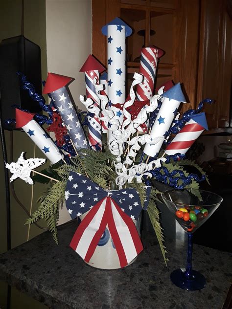 DIY Red, white & blue fireworks centerpiece | 4th of july decorations, Patriotic centerpieces ...