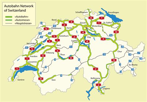 Switzerland highway map