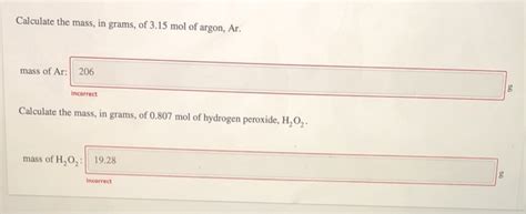 Solved Calculate the mass, in grams, of 3.15 mol of argon, | Chegg.com