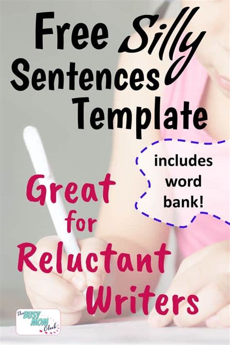 FREE Silly Sentences Printable Activity for Reluctant Writers