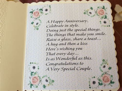 Verse inside the floral Anniversary card | Wedding anniversary cards, Anniversary cards ...