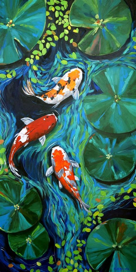 Koi Pond Wall Art Print, Abstract Painting Print in 2021 | Abstract ...