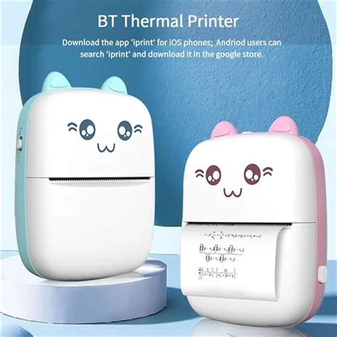 Cat Shape Mini Printer Bluetooth Thermal Photo Printer Student Portable ...