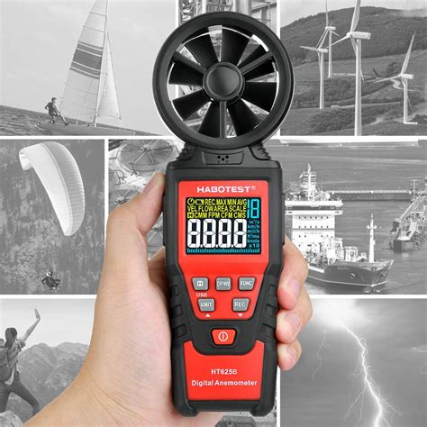 Anemometer Handheld Digital Wind Speed Meter Gauge Measuring Air Volume Air Speed and Dew Point ...