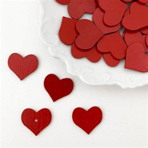 Miniature Wooden Red Hearts ~ Set of 4 ~ Made in Erzgebirge Germany ~ Repair Supply