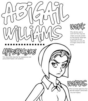 The Crucible ABIGAIL WILLIAMS Characterization Poster Activity - Easy-to-print!